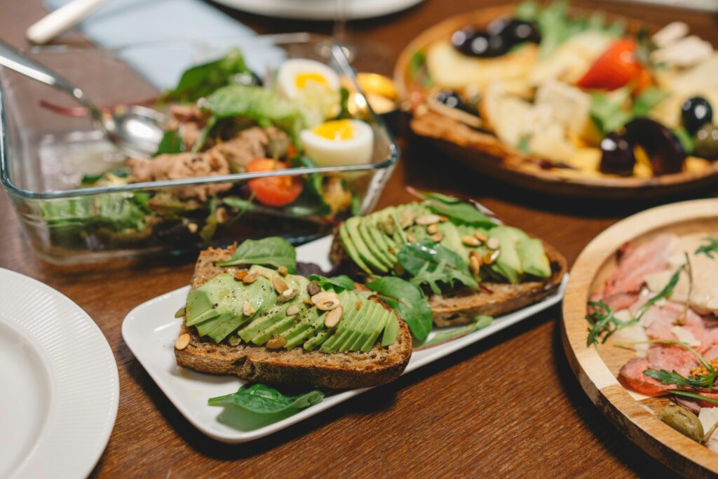 food on a plate next to a plate of food