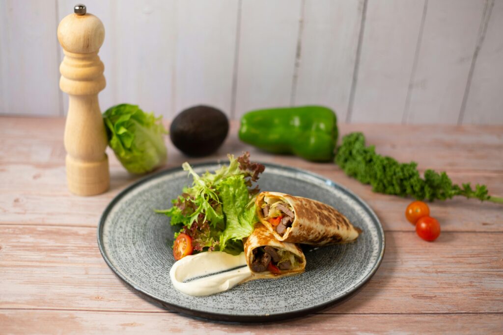 a plate of food on a table